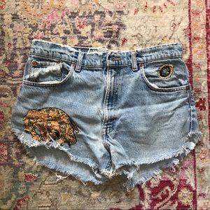 One of a Kind embroidered Levi shorts